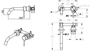 Смеситель встраиваемый для раковины Grocenberg GB511BG Графит