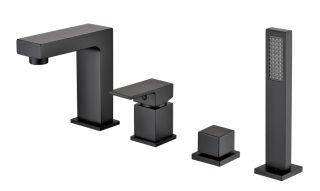 Смеситель на борт ванны Groсenberg GB6008-1 Черный матовый