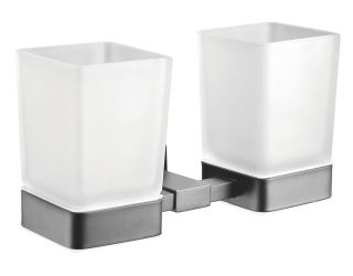 Стакан для ванной комнаты двойной Shevanik SG5622T оружейная сталь