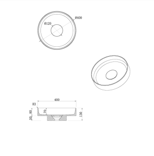 Накладная раковина с пьедесталом золото Armadi Art Sole Corian 801-GR+801-Base-GR Amani Grigio/серый