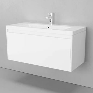 Тумба под раковину подвесная Velvex Klaufs tp.KLA.MAR.100.1Y белый, 100 см