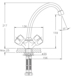 Смеситель для кухни Haiba HB4909 хром