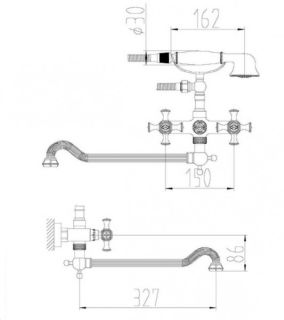 Смеситель Zorg Antic  A 7001WDN-SL  для ванны и душа
