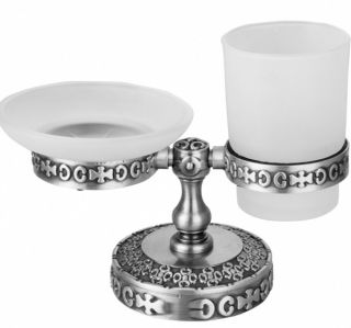 Держатель мыльницы и стакана Zorg Antic AZR 22 SL серебро