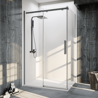 Душевой уголок Veconi Rovigo RV-070GR, 1300х1000х1950, брашированный графит, прозрачное стекло