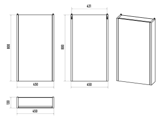 Зеркальный шкаф Misty Ива 45см правый дуб Вотан