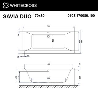 Гидромассажная ванна WHITECROSS Savia Duo 0103.170080.100.LINE.WH 170x80 Line белый