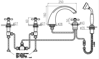 Смеситель на борт ванны Rav Slezak Morava retro MK169.5PSM бронза