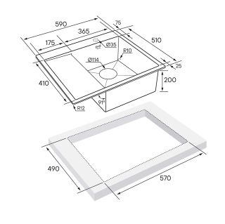 Мойка кухонная Paulmark Kroner PM225951-BSR правая брашированная нержавеющая сталь