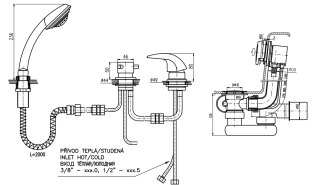 Смеситель на борт ванны Rav Slezak Dunaj D464.5/NP1/570 хром