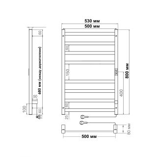 Полотенцесушитель электрический Indigo Oktava Slim 3 LСLOKS3E80-50GFMRt 80x50 см графит металлик