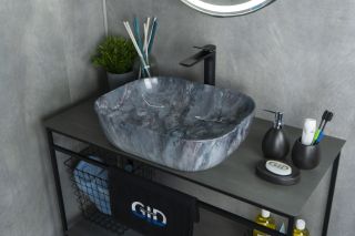 Раковина Gid   54401 накладная под камень глянцевая 50x40x14