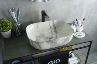 Раковина Gid K397G125 54402 накладная под камень глянцевая 50x40x14