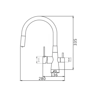 Смеситель для кухни с гибким изливом и подключением фильтра Maretti Project Black PB31RGF71, черный