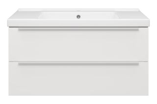 Подвесная тумба под раковину Misty Карат 100см белый/дуб Галифакс олово