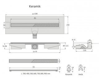 Душевой лоток Berges В1 Keramik Black 095118 70см чёрный матовый