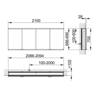 Зеркальный шкаф Keuco Royal Modular 800410210100400 210 см