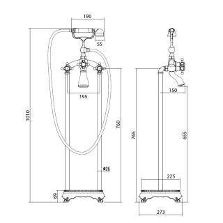 Напольный смеситель для ванны ABBER Klassik хром AF8415