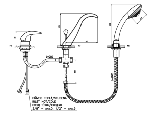 Смеситель на борт ванны Rav Slezak Dunaj D461.5SZ золото