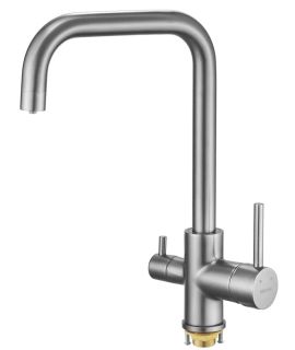 Смеситель для кухни Shevanik S228T с подключением фильтра оружейная сталь