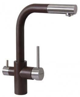 Смеситель для кухни Florentina Кристалл с подключением под фильтр мокко