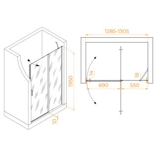 Душевая дверь RGW LE-004 351200413-11 130см хром