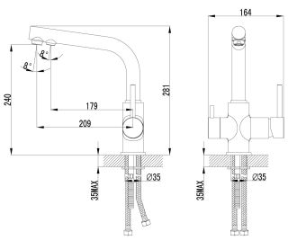 Смеситель для кухни Lemark Comfort LM3061PBG с подключением к фильтру питьевой воды бежевый