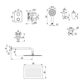 Душевой комплект Lemark Bronx LM3749BL с термостатом чёрный