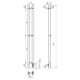 Полотенцесушитель электрический APEXTERMO Luna LN10111GF 1100x80 с крючками графит металлик