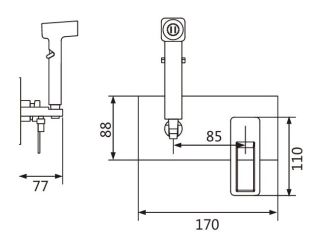 Гигиенический душ со смесителем Shevanik S6805T оружейная сталь