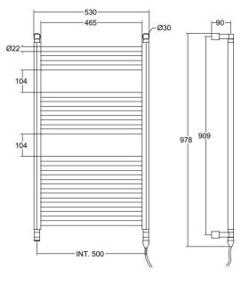 Полотенцесушитель электрический Margaroli Alba 8-564/16 Switch DX BI/NO 50x100 см белый