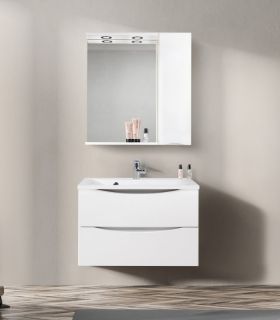 Зеркальный шкаф BelBagno с подсветкой правосторонний 80x75см Bianco Lucido MARINO-SPC-800/750-1A-BL-P-R