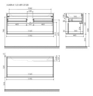 Подвесная тумба под раковину Sancos Marmi 1.0 MR1.0120EG 119см дуб галифакс натуральный