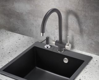 Смеситель для кухни Milacio Ultra MCU.554.MB под фильтр с краном для питьевой воды чёрный матовый