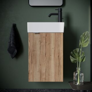 Подвесная тумба под раковину Sancos Mini MN35EGR правая 35см дуб галифакс натуральный