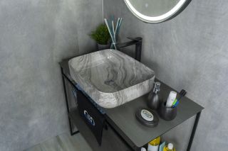 Раковина Gid Mnc597 54458 накладная под камень глянцевая 50x39x13