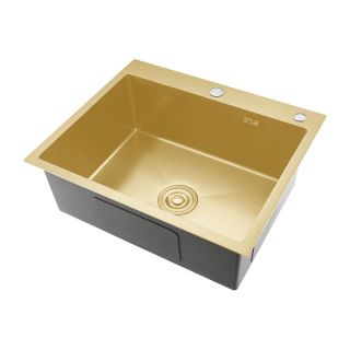 Мойка для кухни с коландером Gappo GS6050-3 золотой сатин