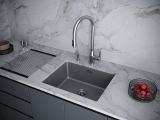Мойка кухонная Paulmark Lumi LU55-GRM серый металлик