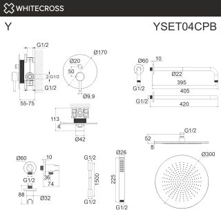 Душевой комплект WHITECROSS YSET04CPB брашированная медь