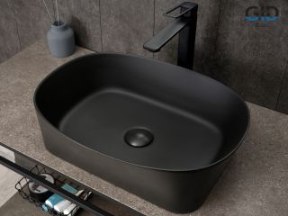 Раковина Gid N9028bg 53380 накладная черная графит 53x36x14