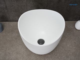 Раковина Gid N9303wg 51221 накладная белый матовый / белый графит 36x36x32