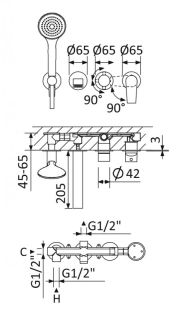 Встраиваемый смеситель для ванны и душа CEZARES NAUTIC-VDM3-NOP черный матовый