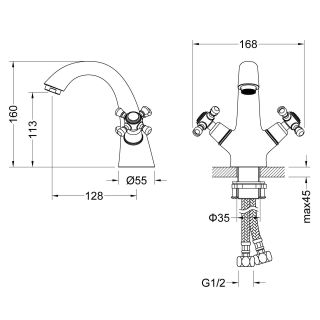 Смеситель для раковины Timo Nelson 1911/03F чёрный