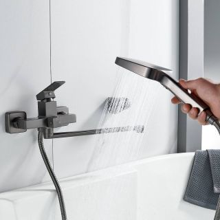 Смеситель для ванны Shevanik S9622T оружейная сталь