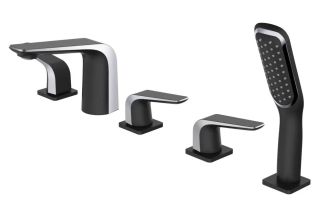 Смеситель на борт ванны Rose R1312H чёрный матовый