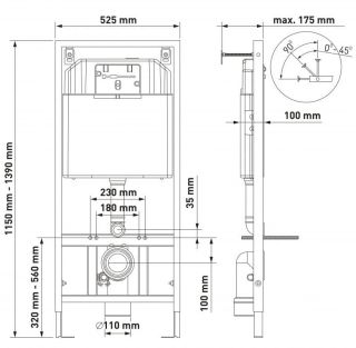 Комплект Berges 4в1 043214: инсталляция NOVUM525 кнопка D7 белая/хром унитаз Mascon Rimless сиденье Toma Slim SO