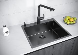 Мойка кухонная Paulmark Kroner-Edge PM775951-GM воронёная сталь