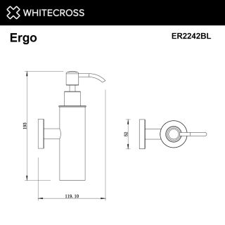 Дозатор для жидкого мыла подвесной WHITECROSS Ergo ER2242GM оружейная сталь