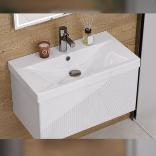 Тумба под раковину подвесная Velvex Edge tp.EDG.9696.70.1Y белый глянец, 70 см