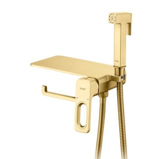 Гигиенический душ со смесителем Raglo R51.55.03 с полкой и бумагодержателем золотой сатин
